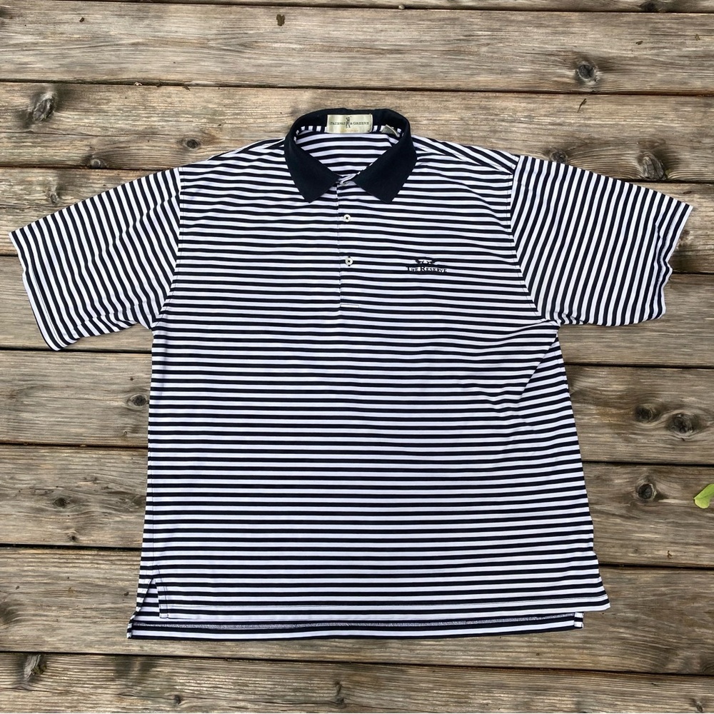Fairway & Greene Golf Polo Mens Large Black & White Striped The Reserve SS Shirt